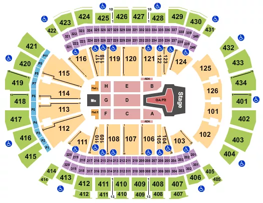 TOYOTA CENTER TX PHIL WICKHAM Seating Map Seating Chart
