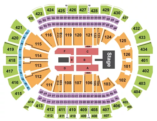 TOYOTA CENTER TX WU TANG CLAN Seating Map Seating Chart