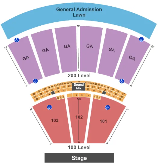 END STAGE HALF GA Seating Map Seating Chart
