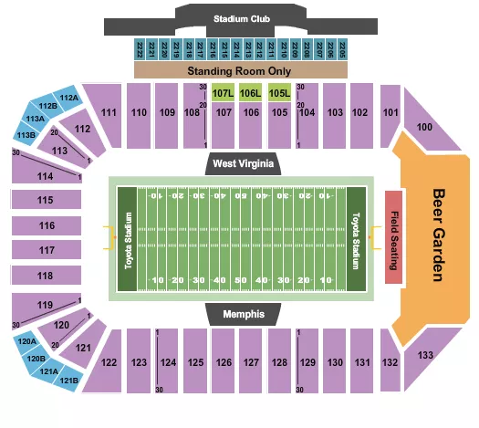 TOYOTA STADIUM FRISCO FOOTBALL FRISCO BOWL Seating Map Seating Chart