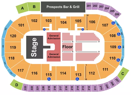 ENDSTAGE PIT W CATWALK Seating Map Seating Chart