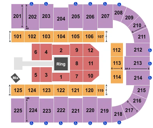 WWE 2 Seating Map Seating Chart