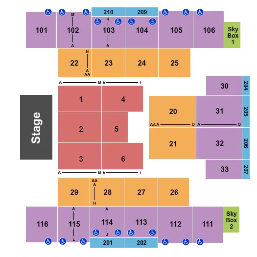 EVENT CENTER AT TURNING STONE RESORT CASINO ENDSTAGE 2 Seating Map Seating Chart