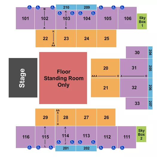 EVENT CENTER AT TURNING STONE RESORT CASINO X AMBASSADORS Seating Map Seating Chart