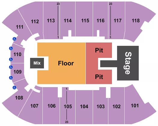 UBC DOUG MITCHELL THUNDERBIRD SPORTS CENTRE ENDSTAGE PIT W CATWALK Seating Map Seating Chart