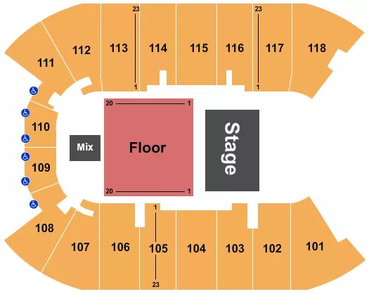 UBC DOUG MITCHELL THUNDERBIRD SPORTS CENTRE HALF HOUSE RSVD FLOOR Seating Map Seating Chart