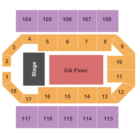 ENDSTAGE GA FLOOR Seating Map Seating Chart