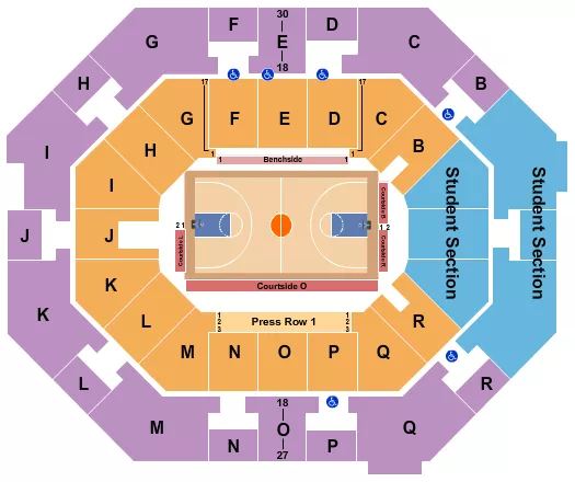BASKETBALL COLLEGE Seating Map Seating Chart