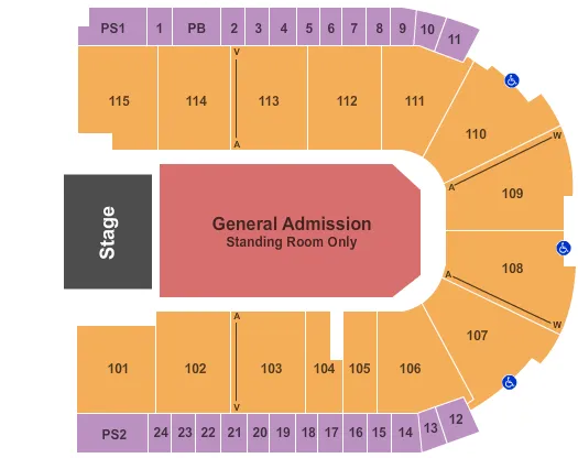 END STAGE GA FLOOR Seating Map Seating Chart