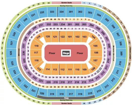 CENTER STAGE GA FLOOR Seating Map Seating Chart