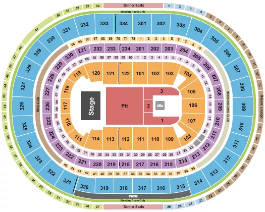 ENDSTAGE PIT FLR 1 3 Seating Map Seating Chart
