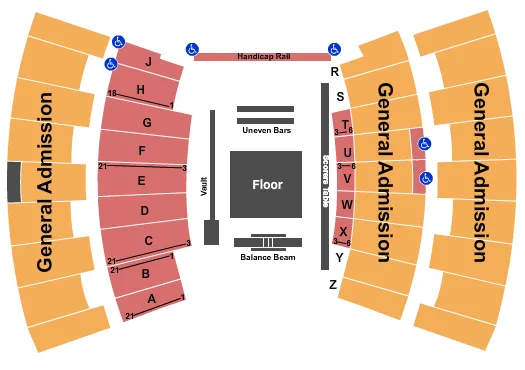 UNIVERSITY OF KENTUCKY MEMORIAL COLISEUM GYMNASTICS Seating Map Seating Chart