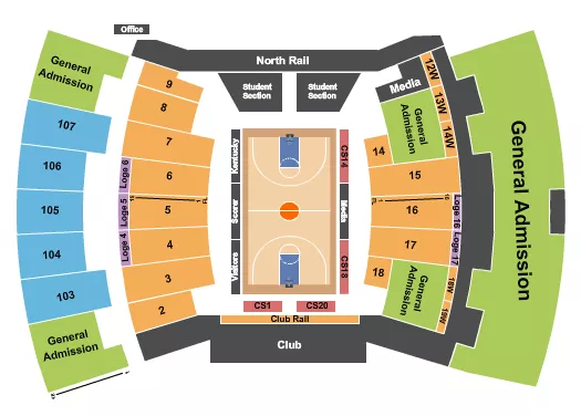 UNIVERSITY OF KENTUCKY MEMORIAL COLISEUM VOLLEYBALL NCAA TOURNY Seating Map Seating Chart