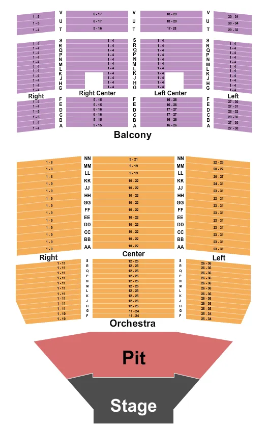 UPTOWN THEATER KC ENDSTAGE GA PIT ROW F Seating Map Seating Chart
