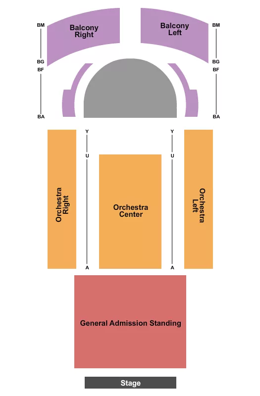 UPTOWN THEATER RI ENDSTAGE GA Seating Map Seating Chart