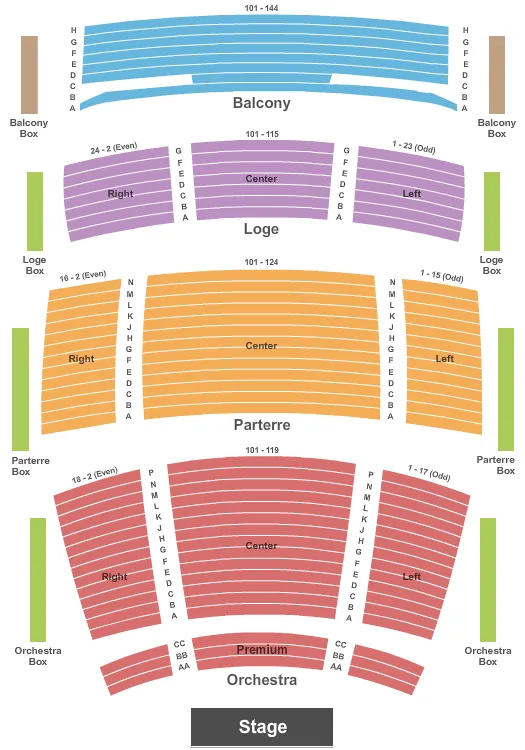 END STAGE Seating Map Seating Chart