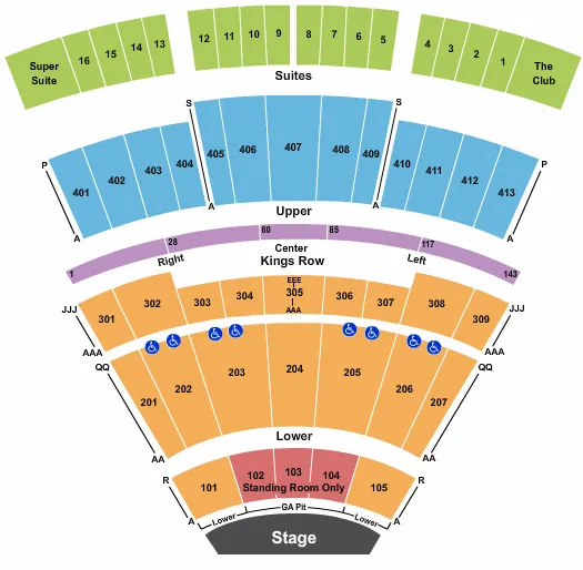 END STAGE PIT Seating Map Seating Chart