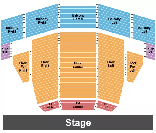 VETERANS MEMORIAL CIVIC CONVENTION CENTER ENDSTAGE PIT Seating Map Seating Chart