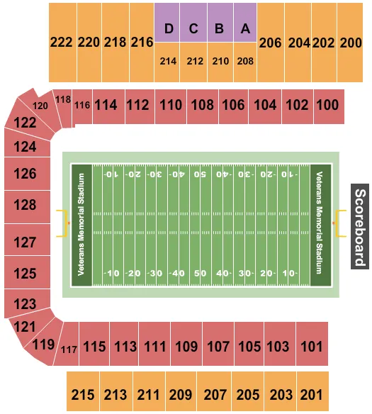 VETERANS MEMORIAL STADIUM AL FOOTBALL 1 Seating Map Seating Chart