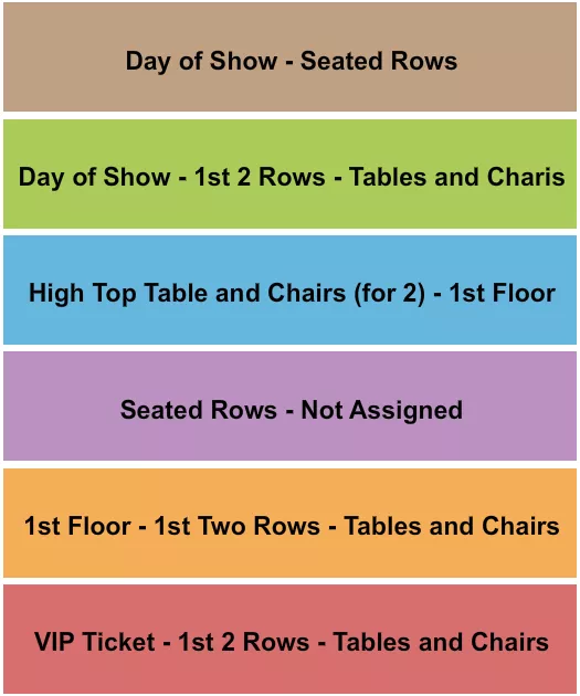VIP 1ST FLOOR SEATED HIGH TOP Seating Map Seating Chart