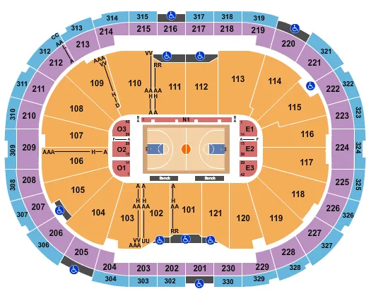 BASKETBALL GLOBETROTTERS Seating Map Seating Chart