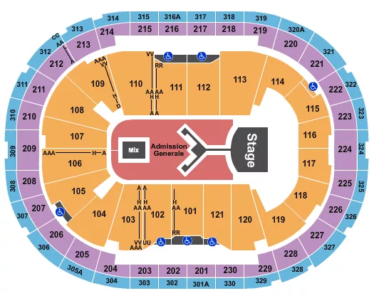 SHINEDOWN Seating Map Seating Chart