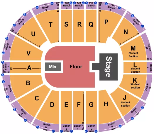 ENDSTAGE GA FLOOR W CATWALK Seating Map Seating Chart