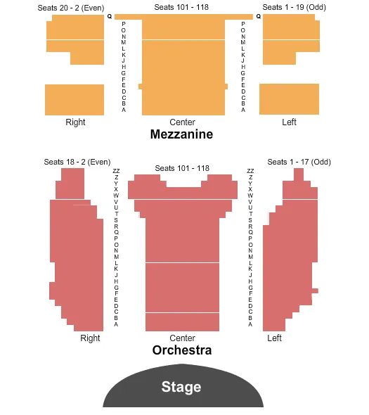 VIRGINIA AUGUST WILSON THEATRE NY ENDSTAGE Seating Map Seating Chart