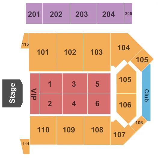 VIRGINIA STATE UNIVERSITY MULTI PURPOSE CENTER END STAGE Seating Map Seating Chart
