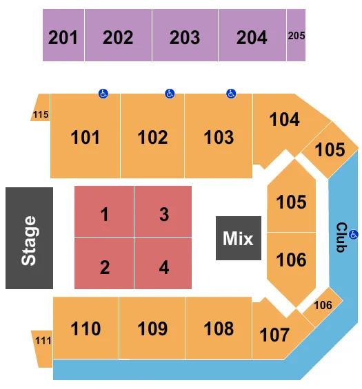 VIRGINIA STATE UNIVERSITY MULTI PURPOSE CENTER ENDSTAGE 2 Seating Map Seating Chart