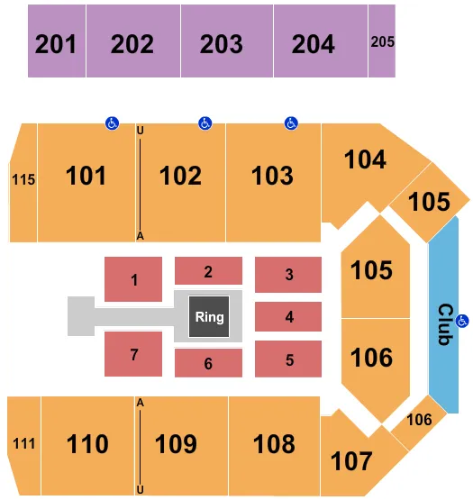 VIRGINIA STATE UNIVERSITY MULTI PURPOSE CENTER WWE Seating Map Seating Chart