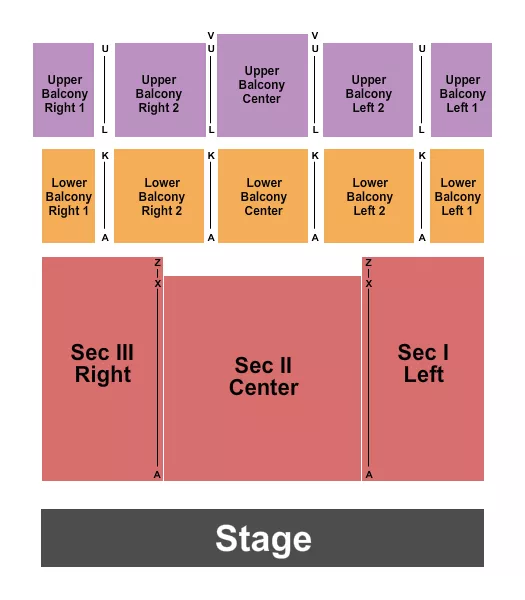 WK KELLOGG AUDITORIUM ENDSTAGE Seating Map Seating Chart