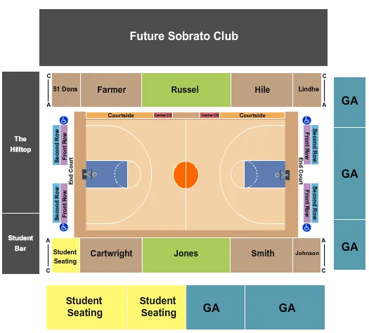 WAR MEMORIAL GYM CA BASKETBALL Seating Map Seating Chart