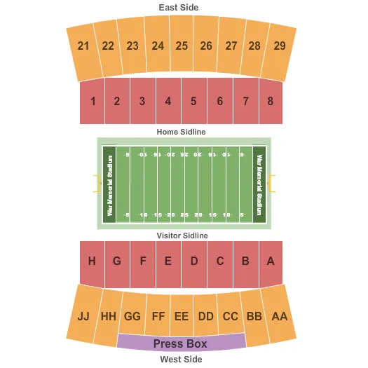 WAR MEMORIAL STADIUM WY FOOTBALL Seating Map Seating Chart