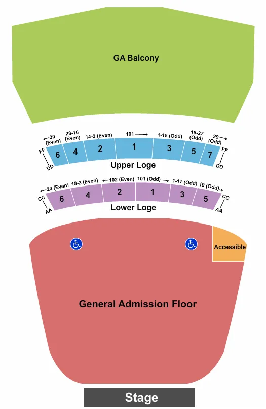 ENDSTAGE GA FLR GA BALC 2 Seating Map Seating Chart
