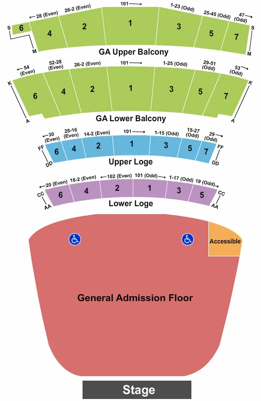 ENDSTAGE GA FLR GA BALC Seating Map Seating Chart