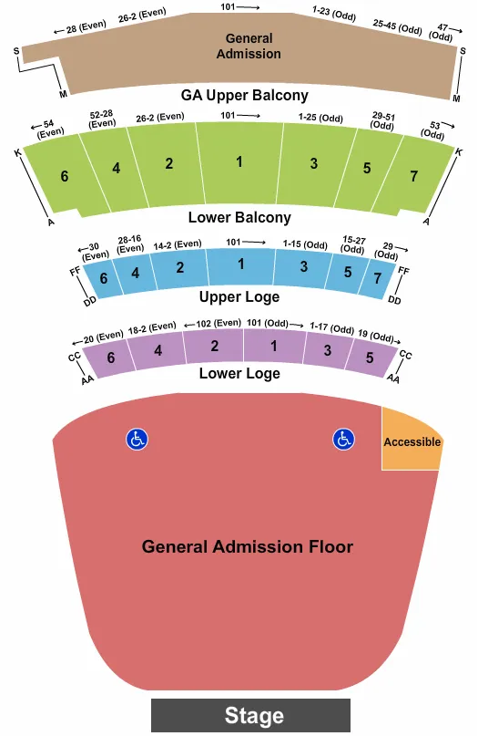 GA FLR UP BALC RSVD LOGE LOW BALC Seating Map Seating Chart