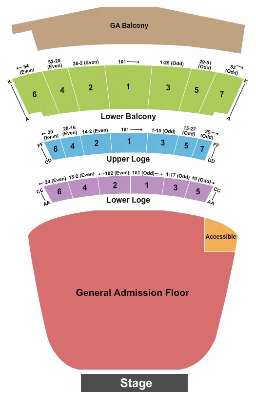 ENDSTAGE GA FLOOR GA BALC 3 Seating Map Seating Chart