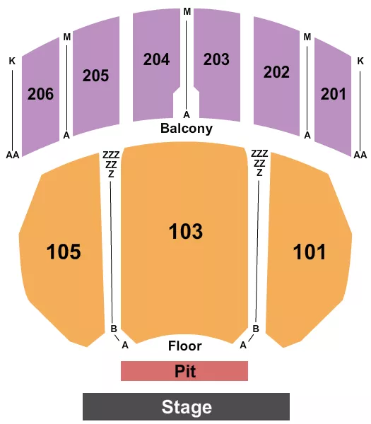 WARNER THEATRE PA ENDSTAGE PIT Seating Map Seating Chart