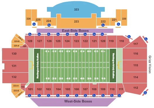 WASHINGTON GRIZZLY STADIUM FOOTBALL Seating Map Seating Chart