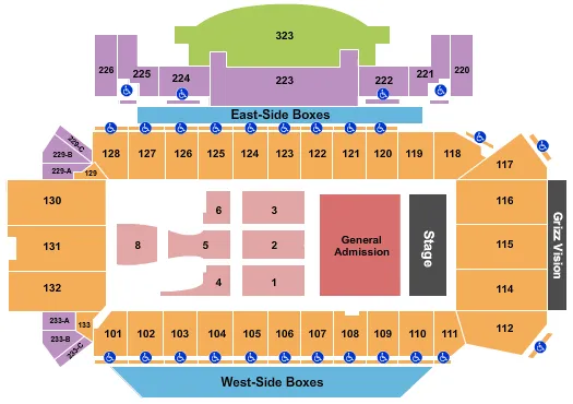WASHINGTON GRIZZLY STADIUM GUNS N ROSES Seating Map Seating Chart