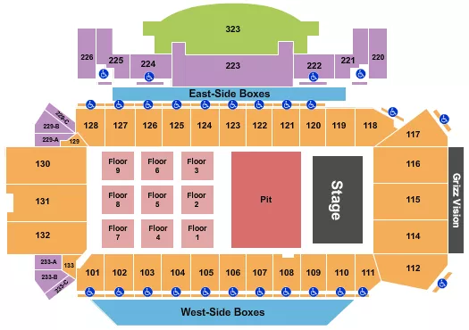 WASHINGTON GRIZZLY STADIUM TYLER CHILDERS Seating Map Seating Chart