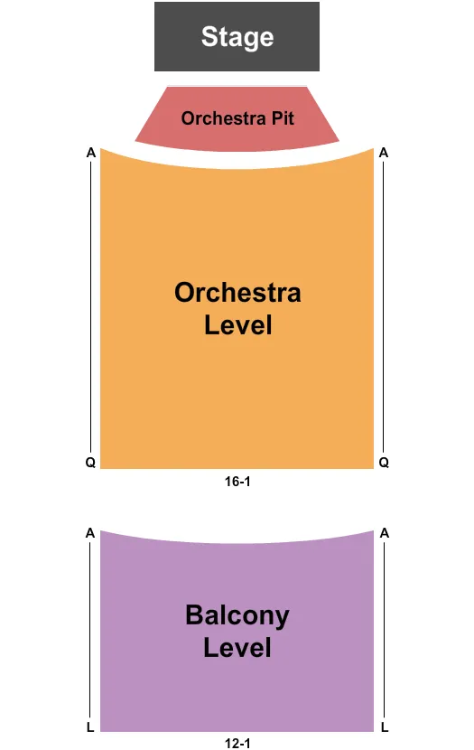 WAYNE THEATRE VA END STAGE Seating Map Seating Chart