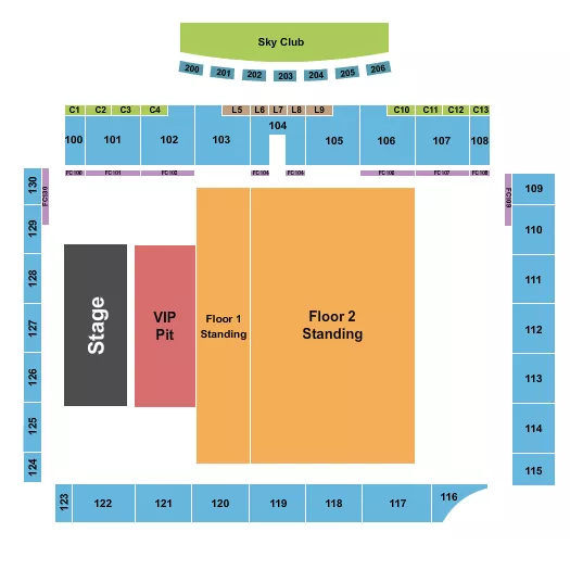 VIP PIT Seating Map Seating Chart
