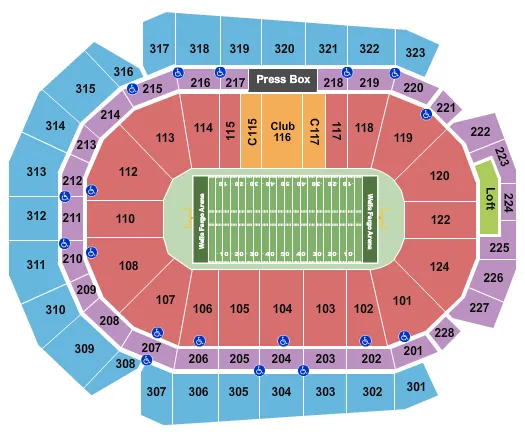 CASEYS CENTER FOOTBALL Seating Map Seating Chart