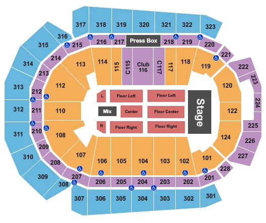 CASEYS CENTER END STAGE 2 Seating Map Seating Chart