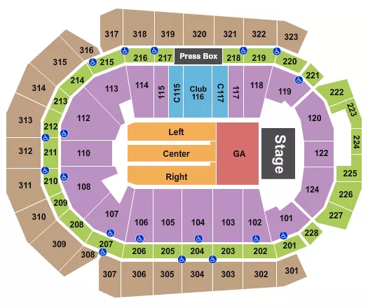 CASEYS CENTER ENDSTAGE GA PIT Seating Map Seating Chart