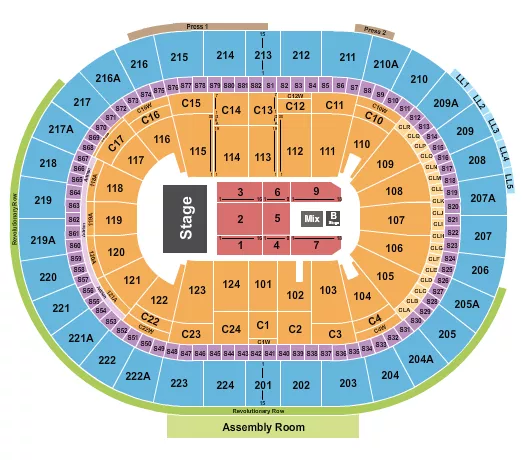 ENDSTAGE WITH B STAGE Seating Map Seating Chart