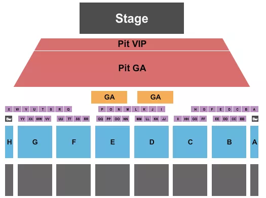 WESTERN IDAHO EXPO FAIR ENDSTAGE GA VIP PITS Seating Map Seating Chart