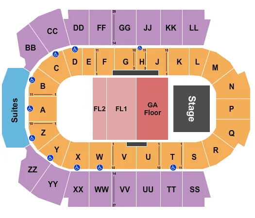 END STAGE GA PIT Seating Map Seating Chart